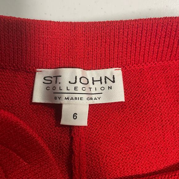 St. John Collection Santana Red Wide Leg Pants Size 6 - Picture 4 of 5